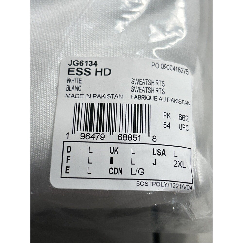adidas men Trefoil Essentials Hoodie Size Large White - New With Tags - Picture 7 of 10